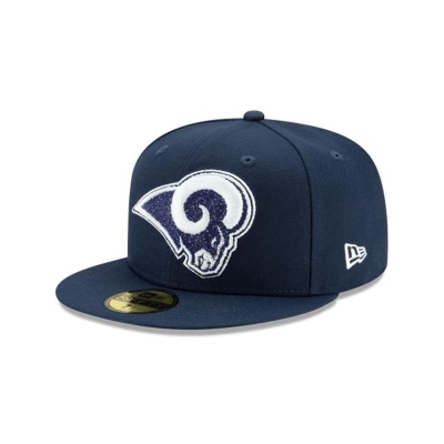 Blue Los Angeles Rams Hat - New Era NFL Crystals from Swarovski 59FIFTY Fitted Caps USA9431785